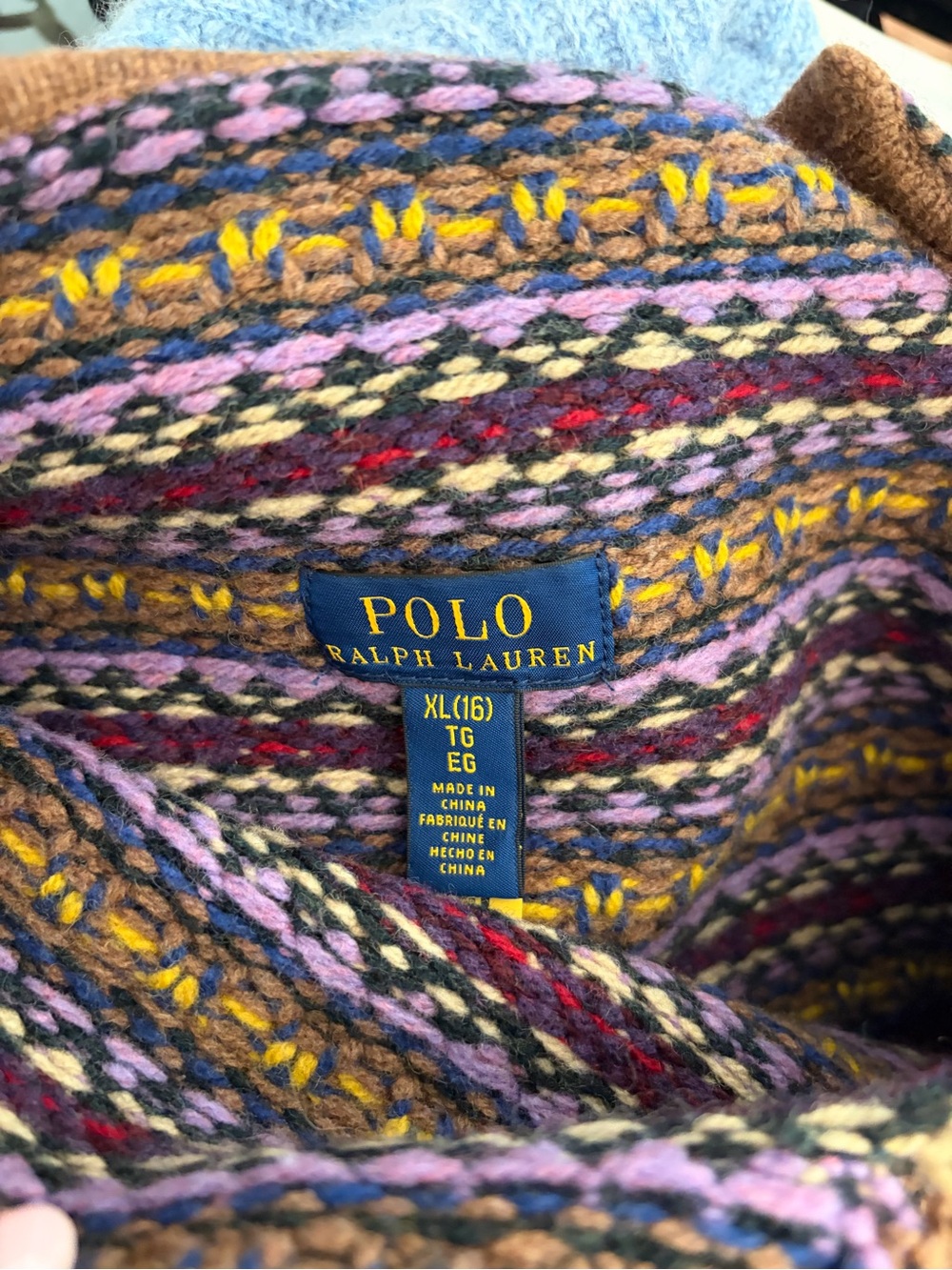 Polo by Ralph Lauren Burgundy Fair Isle Turtleneck Sweater Wool-Blend XXS/16 - Picture 6 of 6